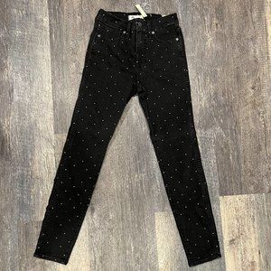 NWT Madewell 10" High Rise Skinny Jeans Metallic Rainbow Dot (Black) | Size 26
